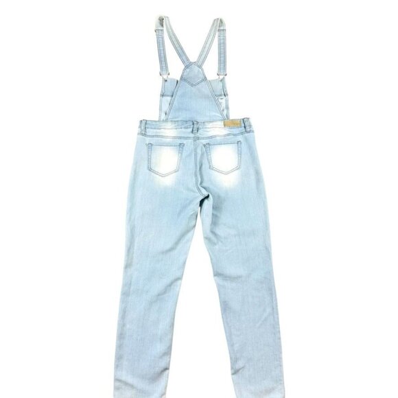 YMI Light Wash Distressed Denim Overalls Womens Size 11 - Picture 2 of 11